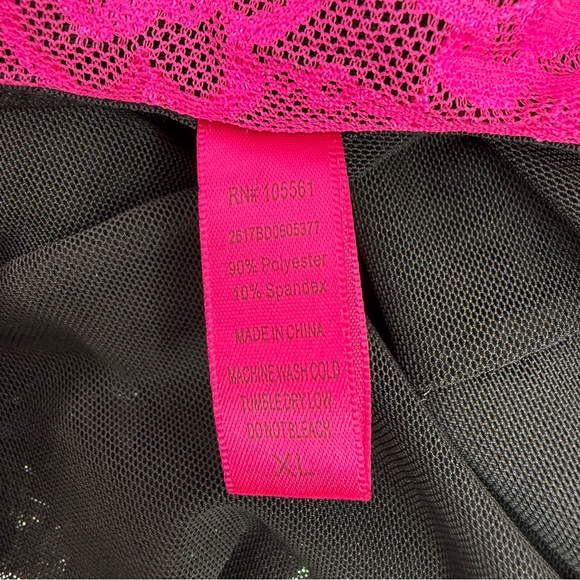 B delicious mini dress Sheer Black Chemise with Pink Lace Trim Elegant Nightwear - Picture 13 of 15